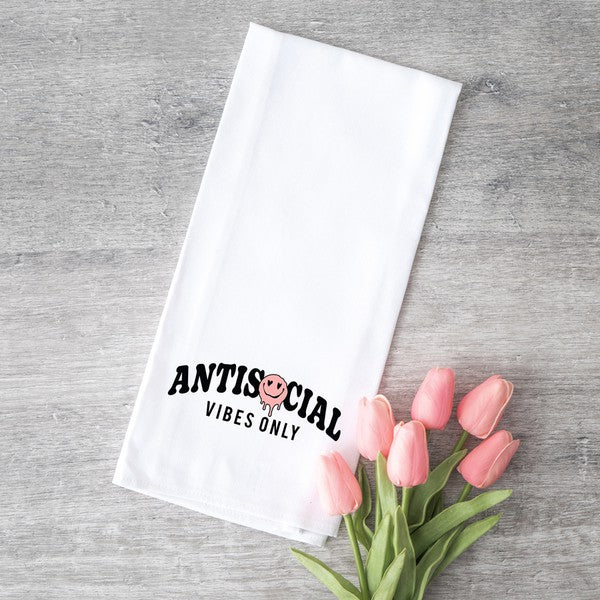 Antisocial Vibes Only Tea Towel