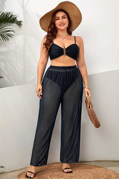 Mesh Material Sheer High Waist Pants