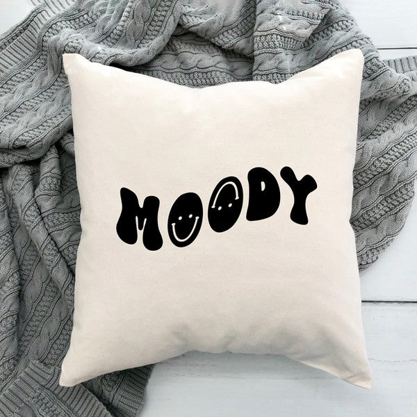 Moody Smiley Face Wavy Pillow Cover