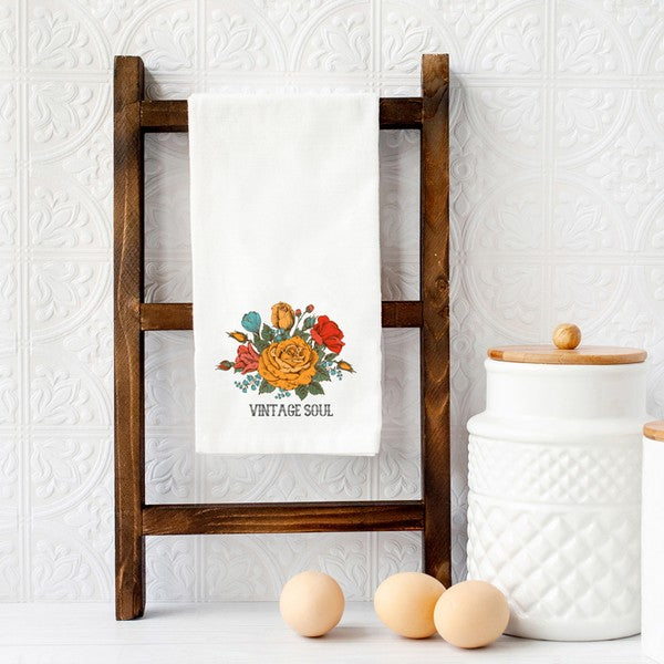 Vintage Soul Flowers Tea Towel