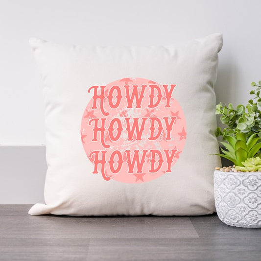 Vintage Howdy Circle Pillow Cover