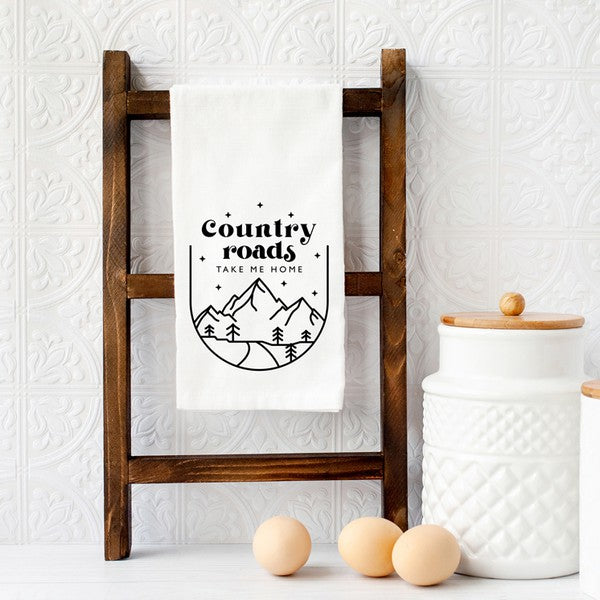 Country Roads Mountains Tea Towel