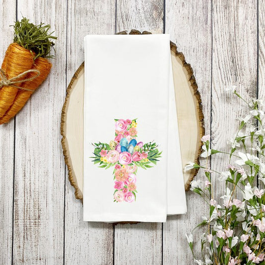 Floral Cross Tea Towel