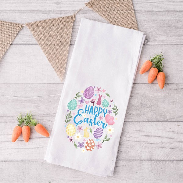 Happy Easter Watercolor Egg Tea Towel