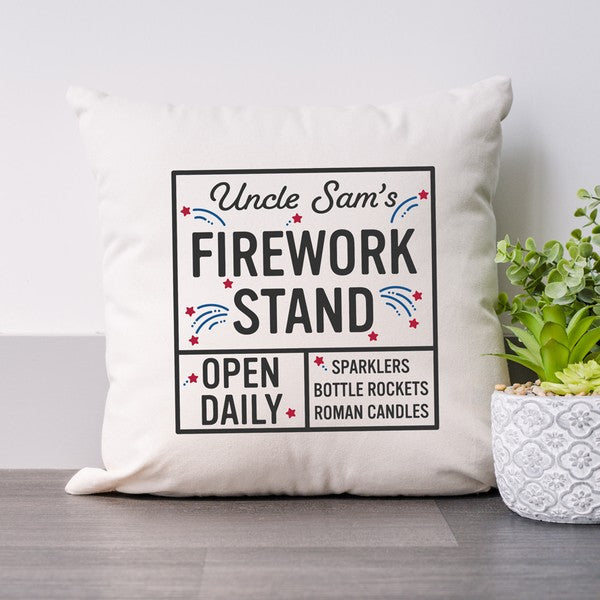 Uncle Sam's Firework Stand Pillow Cover
