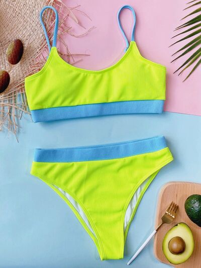 Scoop Neck Spaghetti Strap Two-Piece Swim Set by BlakWardrob