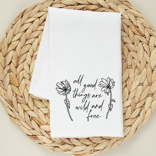 Wild And Free Flowers Tea Towel