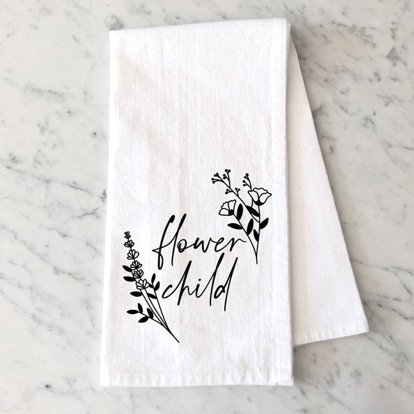 Flower Child Cursive Tea Towel