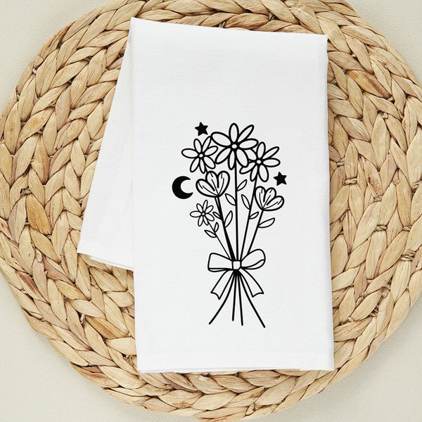 Bouquet With Ribbon Tea Towel