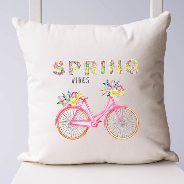 Spring Vibes Bicycle Pillow Cover