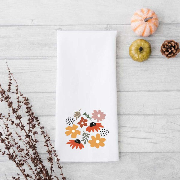 Abstract Flowers Tea Towel