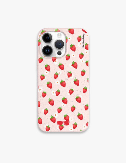 Strawberry Daisies Plant-based Cute iPhone Case by Sunnyday