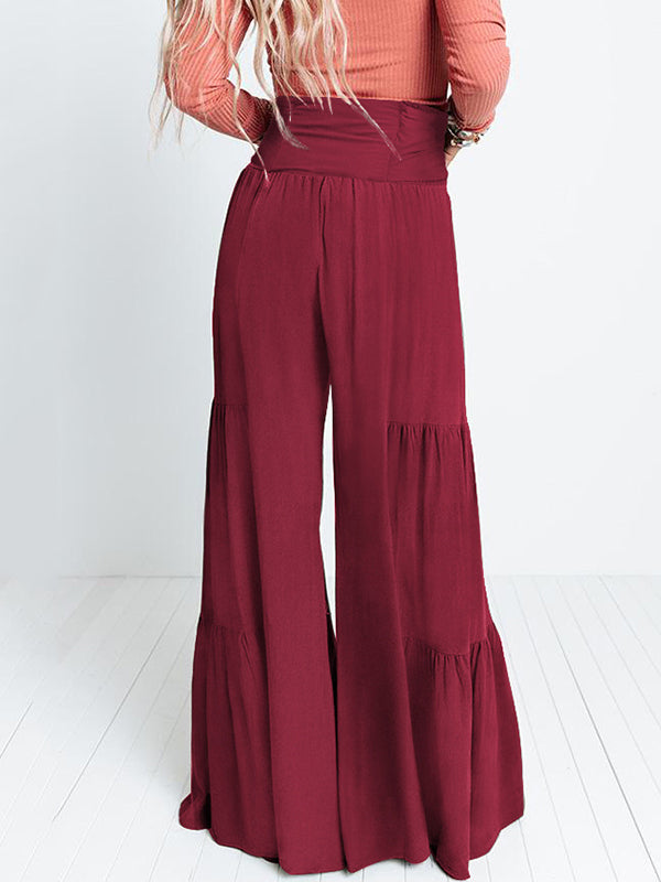 11 Colors Simple High Waisted Solid Color Casual Wide Leg Pants by migunica