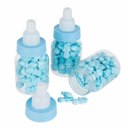 Blue Baby Boy Bottle Shaped Acrylic Candy Boxes 36 Pack 1.5"X3.5" by Hammont