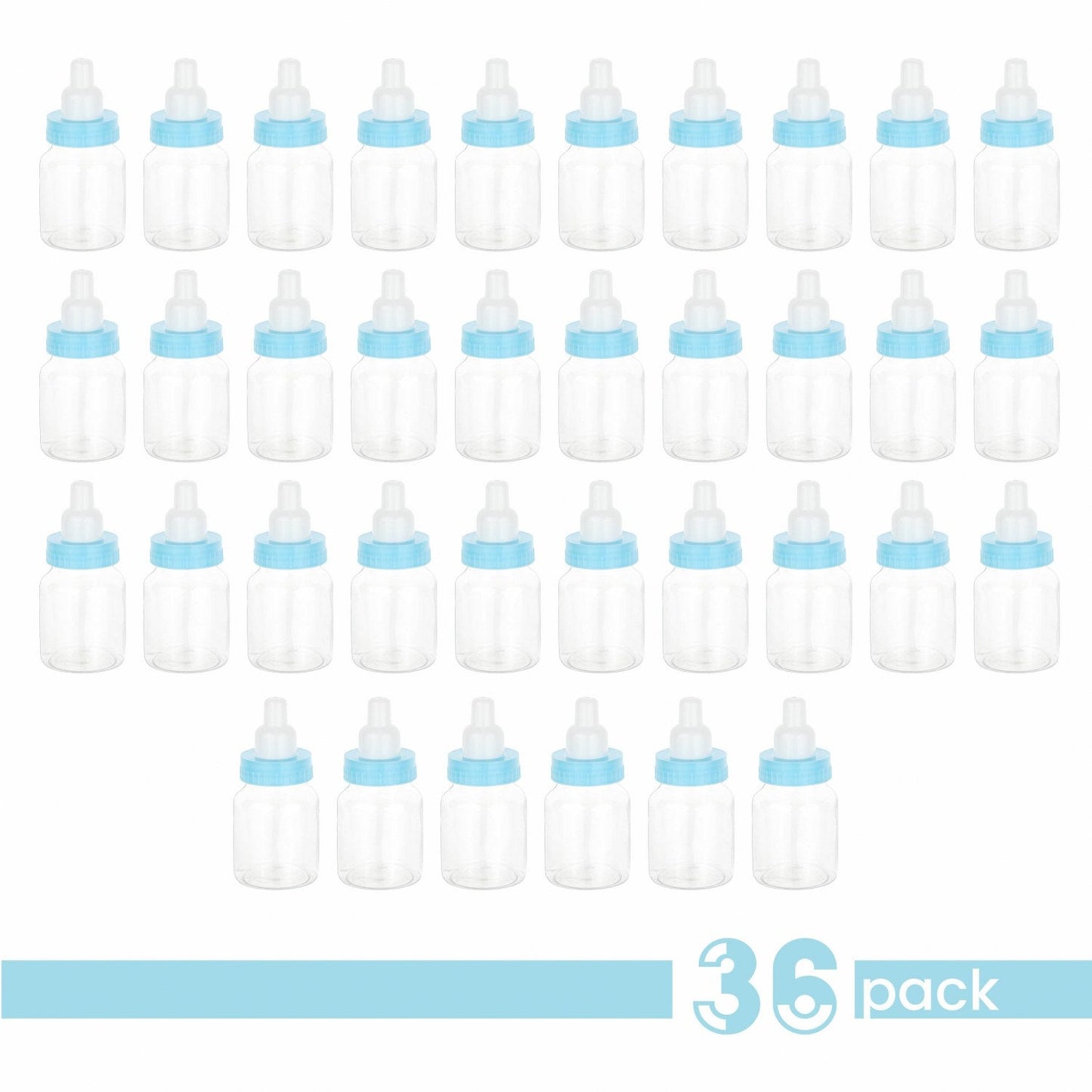 Blue Baby Boy Bottle Shaped Acrylic Candy Boxes 36 Pack 1.5"X3.5" by Hammont