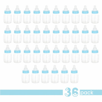 Blue Baby Boy Bottle Shaped Acrylic Candy Boxes 36 Pack 1.5"X3.5" by Hammont