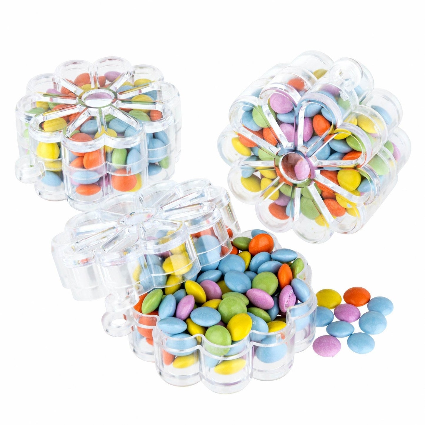 Flower Shaped Acrylic Candy Boxes 24 Pack 2.16"X2.16"X1.18" by Hammont