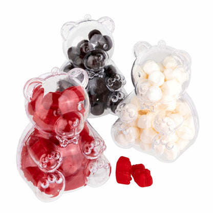 Large Bear Shaped Acrylic Candy Boxes 18 Pack 3"x3"x4.25" by Hammont