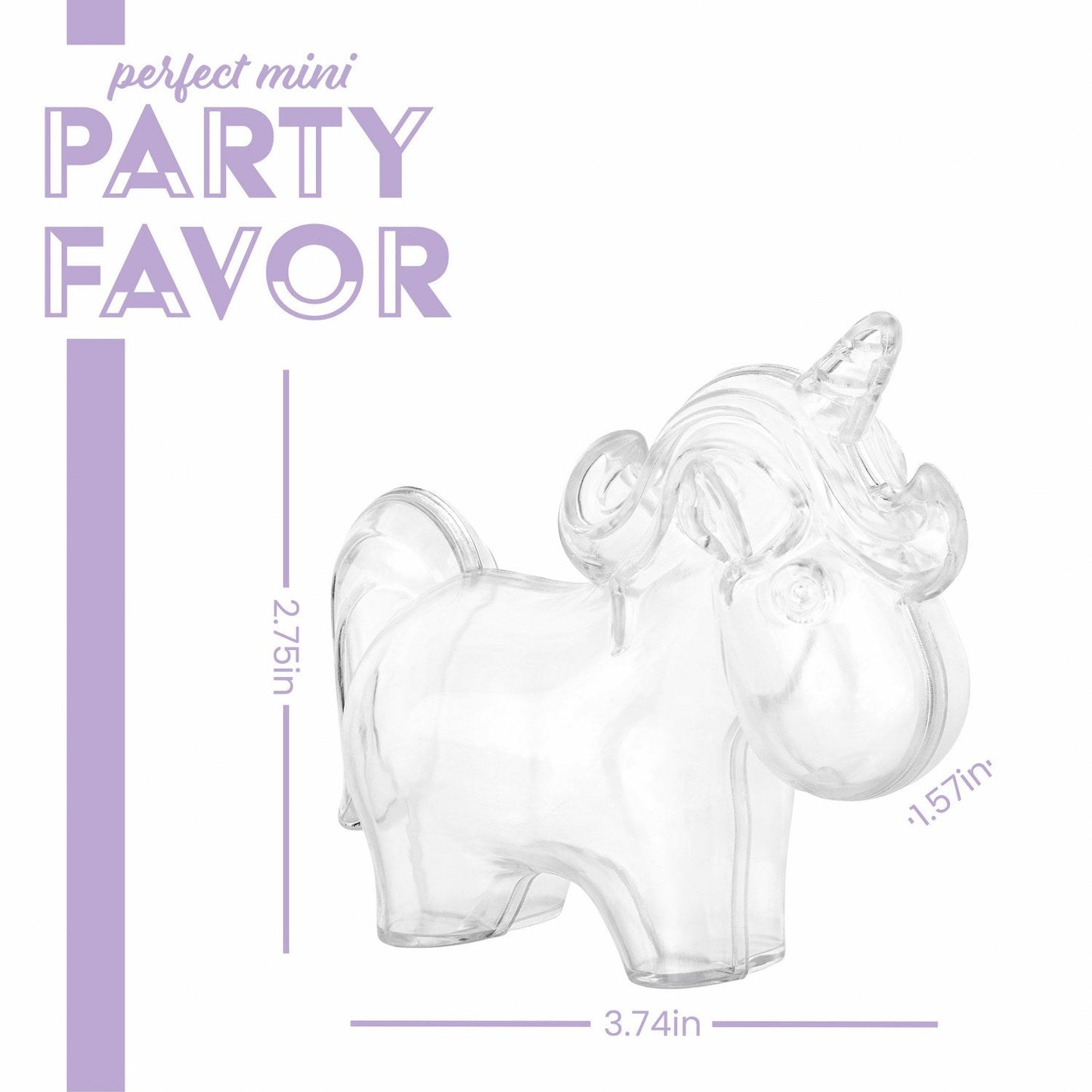 Unicorn Shaped Acrylic Candy Boxes 16 Pack 3.74"X2.75"X1.57" by Hammont