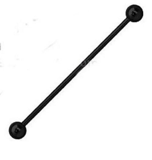 14g (1.6 mm) Black Titanium Anodized Industrial Barbell Earring by Fashion Hut Jewelry