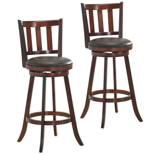 2 Pieces 360 Degree Swivel Wooden Counter Height Bar Stool Set with Cushioned Seat-31 inches by VYSN