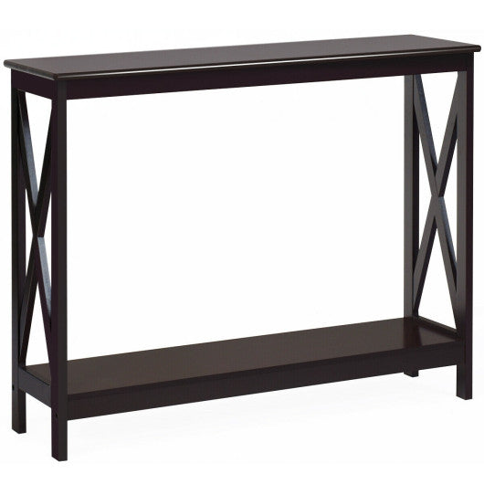 2-Tier Console X-Design Sofa Side Accent Table-Espresso by VYSN