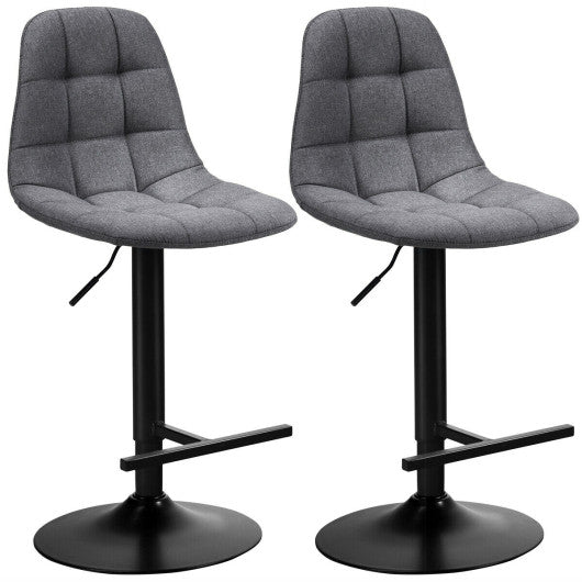 2Pcs Adjustable Bar Stools Swivel Counter Height Linen Chairs -Gray by VYSN