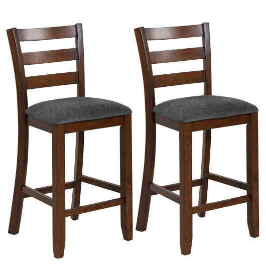 2 Pieces Counter Height Chairs with Fabric Seat and Rubber Wood Legs by VYSN