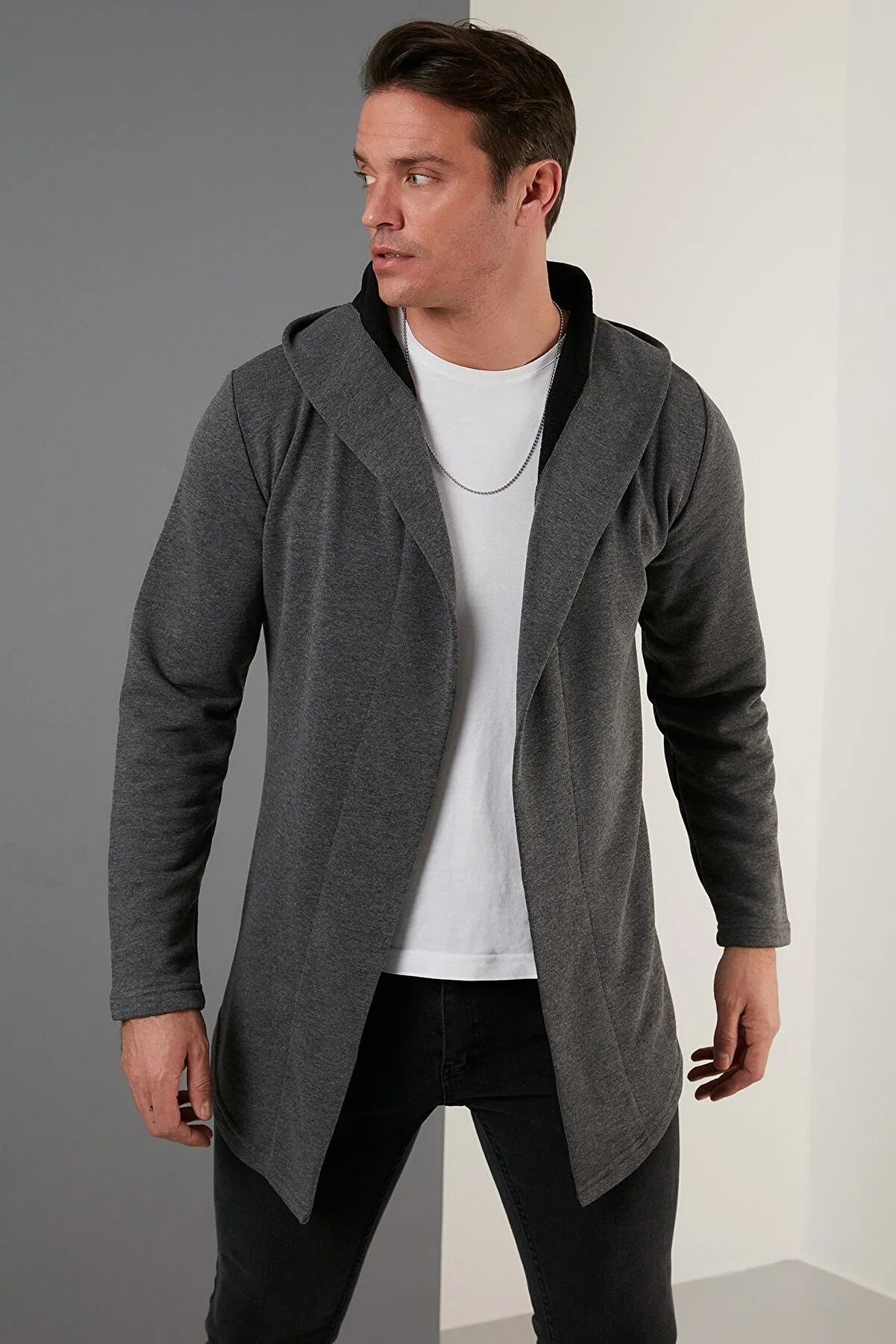 Slim Fit Cotton Hooded Knitted Cardigan by BlakWardrob