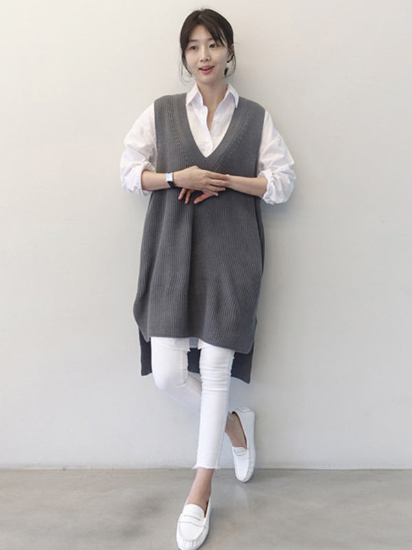 Office Long Sleeves Solid Color Lapel Blouses Shirt Dress by migunica