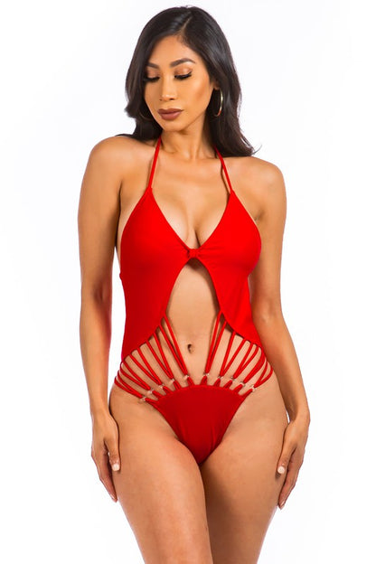 Solid Sexy String Hollow Out Monokini Swimsuit