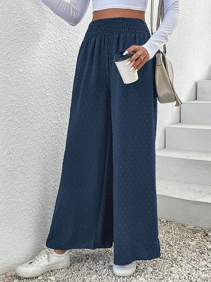 Wide Leg Elasticity Jacquard Pants Trousers by migunica