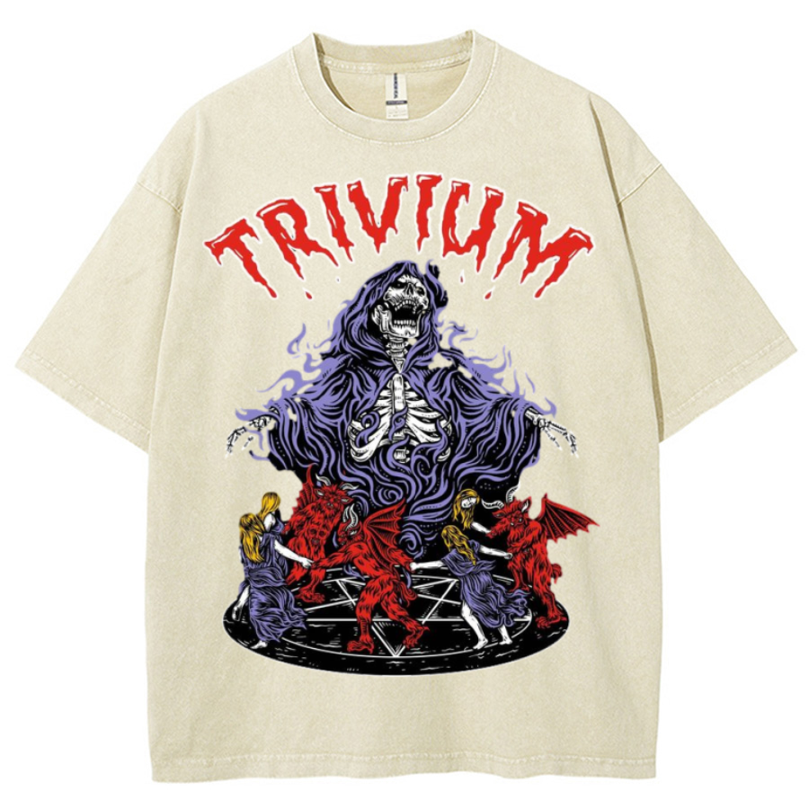 Trivium Unisex Printed Retro Washed Short Sleeved T-Shirt by migunica