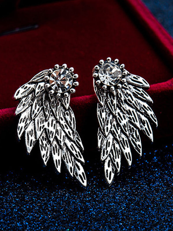 Original Rhinestone Wings Shape Earrings by migunica