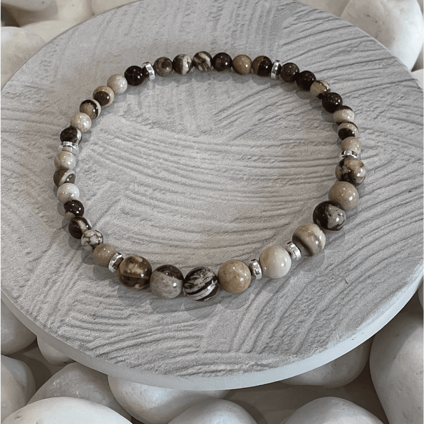 Top Drawer Gemstone Brown Zebra Bracelet by Fashion Hut Jewelry