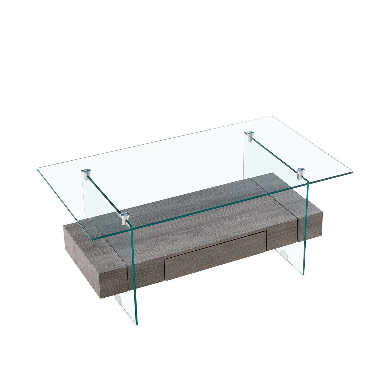 Tempered Glass Coffee Table With Dual Shelves by Blak Hom