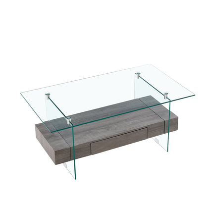 Tempered Glass Coffee Table With Dual Shelves by Blak Hom