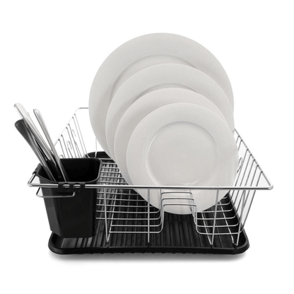 Better Chef 16" Chrome-Plated Metal Dish Rack with Drain Tray by Jupiter Gear Home