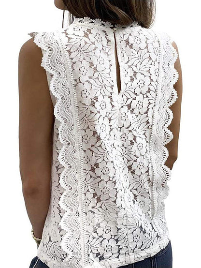 Original Lace Solid Color Loose Vest Top by migunica