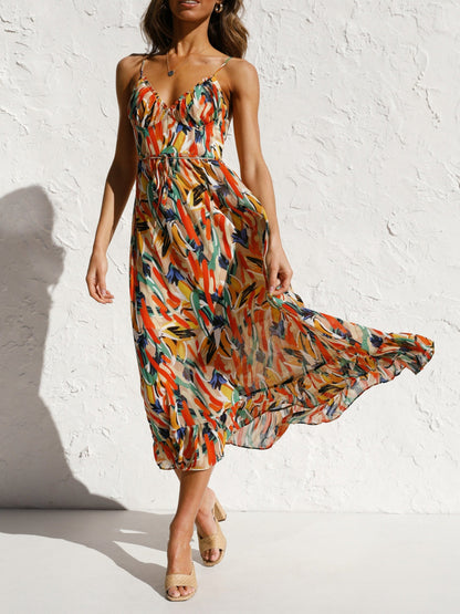 Printed Sleeveless Midi Cami dress by BlakWardrob