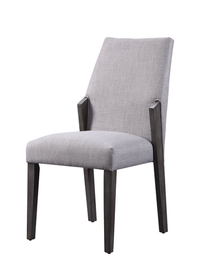 ACME Bernice Side Chair (Set-2), Fabric & Gray Oak (2Pc/1Ctn) 72292