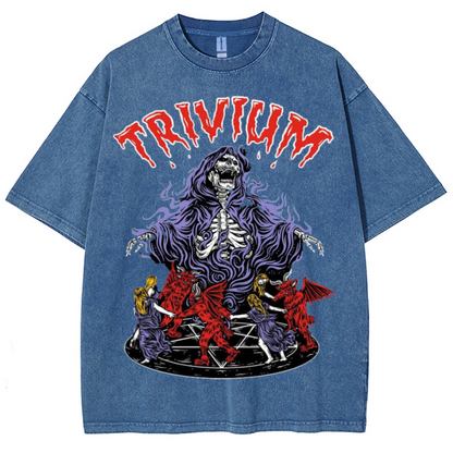 Trivium Unisex Printed Retro Washed Short Sleeved T-Shirt by migunica