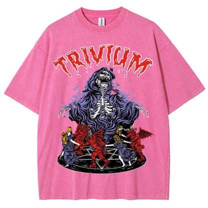 Trivium Unisex Printed Retro Washed Short Sleeved T-Shirt by migunica