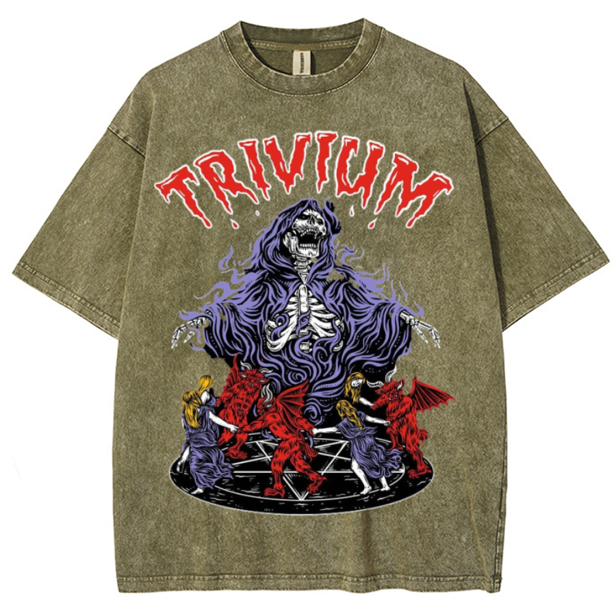 Trivium Unisex Printed Retro Washed Short Sleeved T-Shirt by migunica