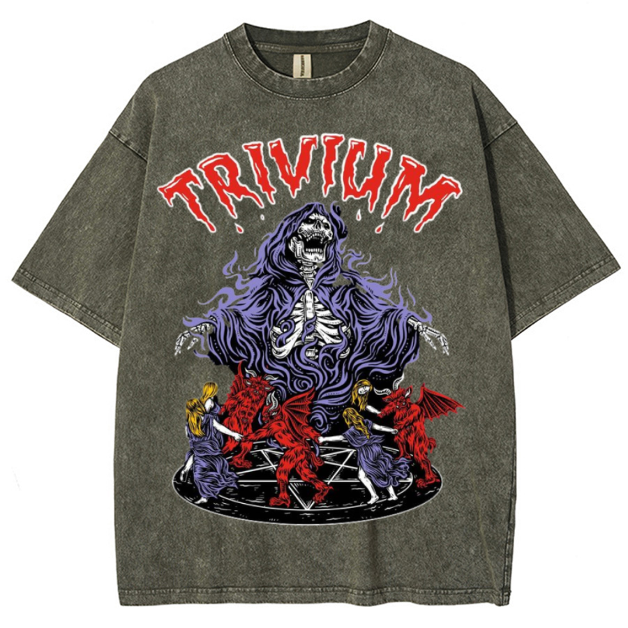 Trivium Unisex Printed Retro Washed Short Sleeved T-Shirt by migunica