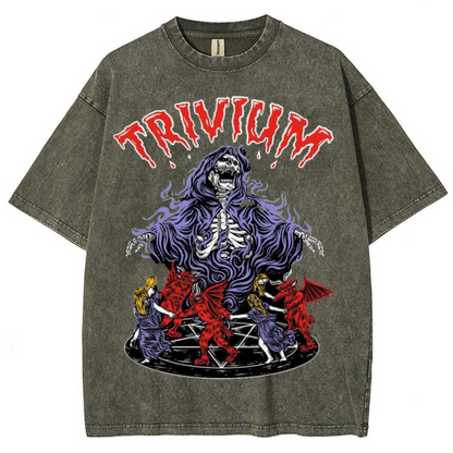 Trivium Unisex Printed Retro Washed Short Sleeved T-Shirt by migunica