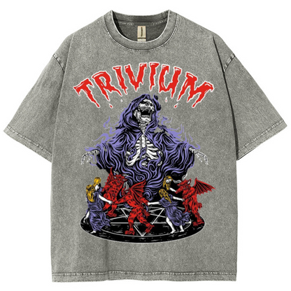 Trivium Unisex Printed Retro Washed Short Sleeved T-Shirt by migunica