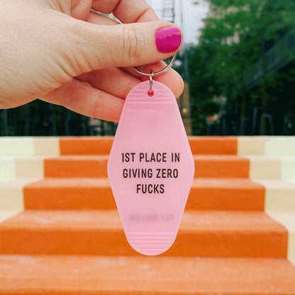 1st Place in Giving Zero Fucks Keychain in Blush Pink by The Bullish Store