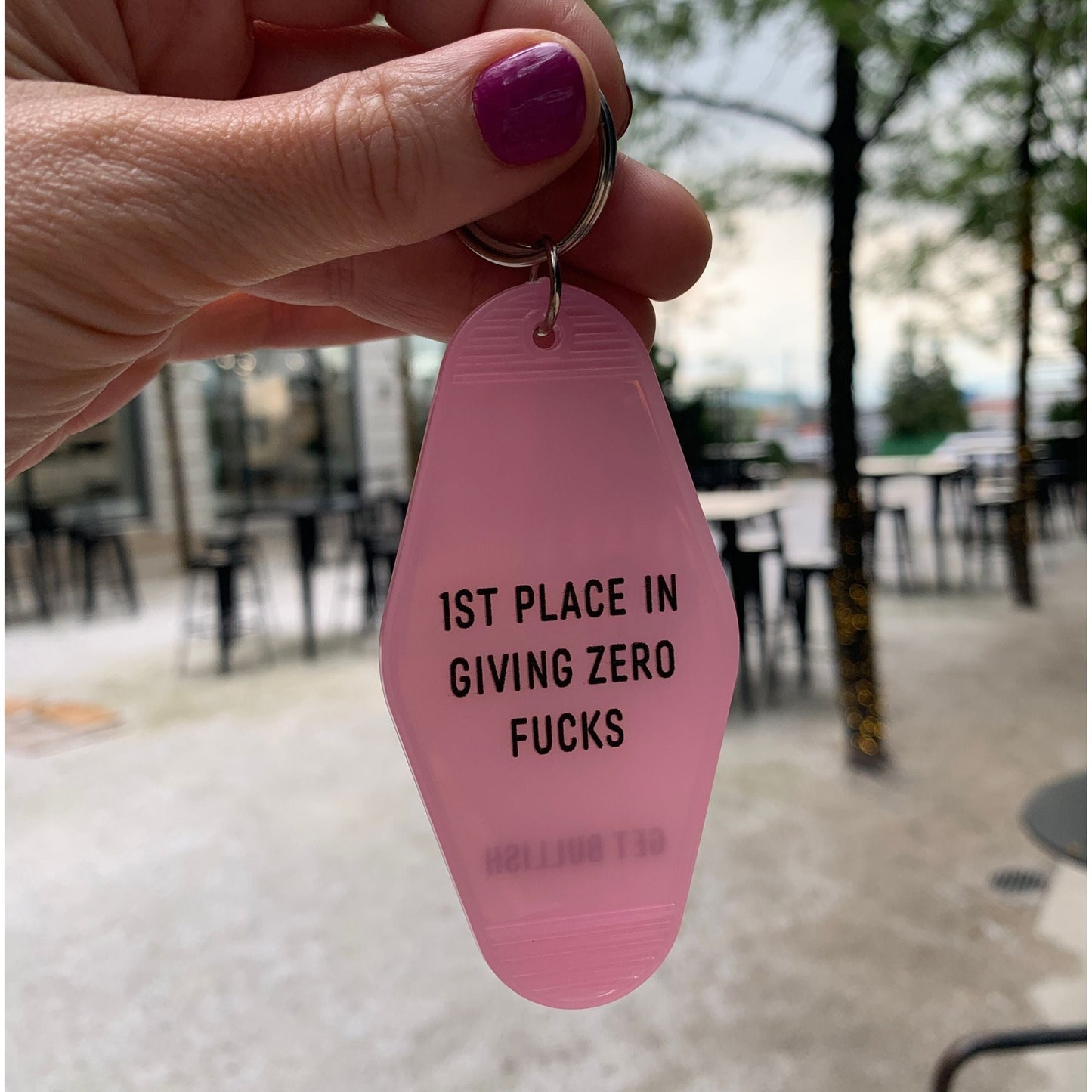 1st Place in Giving Zero Fucks Keychain in Blush Pink by The Bullish Store