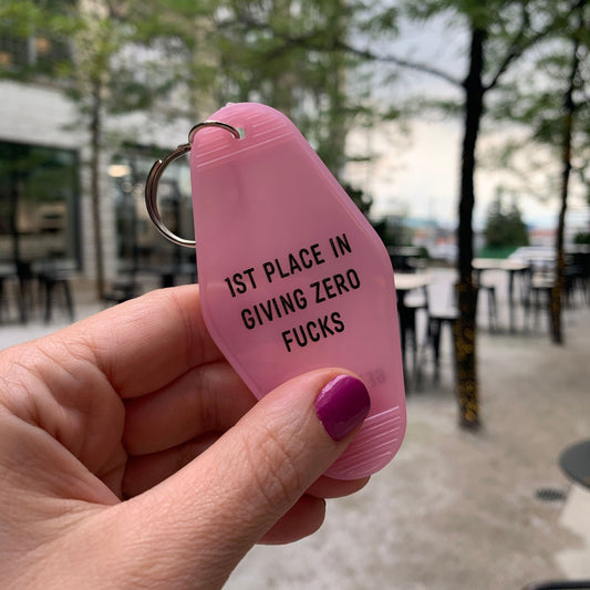 1st Place in Giving Zero Fucks Keychain in Blush Pink by The Bullish Store